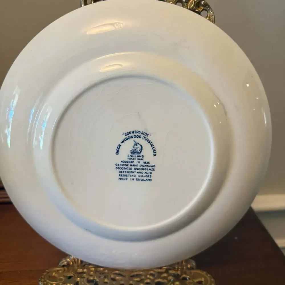 Enoch Wedgwood Tunstall Ltd Countryside Blue and White Dinner Plate
